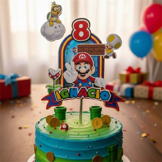 Cake topper de Super Mario personalizado